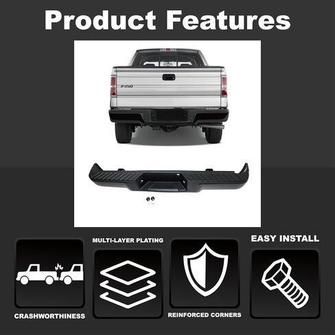 خطوة خلفية تجميع مجموعة المهد المتوافقة مع 2009-2014 Ford F-150 بيك آب truckide/fleetside نوع السرير مع ثقوب المستشعر وحزمة القطر FO1103161 9L3Z17906C-PFM أسود in Saudi Arabia