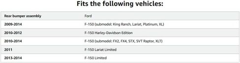 خطوة خلفية تجميع مجموعة المهد المتوافقة مع 2009-2014 Ford F-150 بيك آب truckide/fleetside نوع السرير مع ثقوب المستشعر وحزمة القطر FO1103161 9L3Z17906C-PFM أسود in Saudi Arabia
