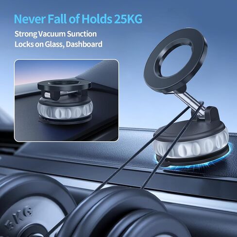 Vacuum Suction Magnetic Phone Holders for Your Car, 360° Adjustable Car Phone Holder, Suction Cup Car Phone Mount Compatible with iPhone Android and All Smartphones in Saudi Arabia