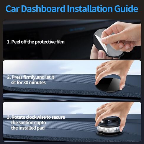 Vacuum Suction Magnetic Phone Holders for Your Car, 360° Adjustable Car Phone Holder, Suction Cup Car Phone Mount Compatible with iPhone Android and All Smartphones in Saudi Arabia