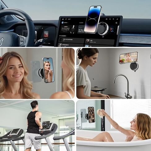 Vacuum Suction Magnetic Phone Holders for Your Car, 360° Adjustable Car Phone Holder, Suction Cup Car Phone Mount Compatible with iPhone Android and All Smartphones in Saudi Arabia