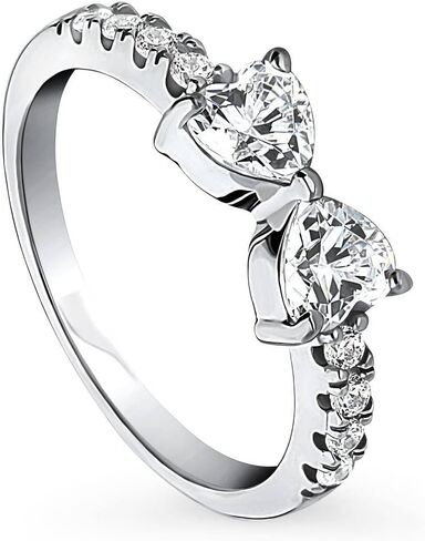 Berricle Sterling Silver Heart CZ CZ خواتم وعدها ، خاتم الزركونيا القابل للتكديس 3-Stone Cubic Zirconia in Saudi Arabia