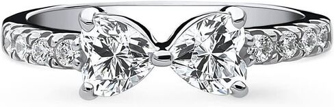 Berricle Sterling Silver Heart CZ CZ خواتم وعدها ، خاتم الزركونيا القابل للتكديس 3-Stone Cubic Zirconia in Saudi Arabia