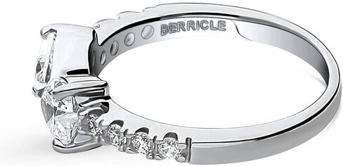Berricle Sterling Silver Heart CZ CZ خواتم وعدها ، خاتم الزركونيا القابل للتكديس 3-Stone Cubic Zirconia in Saudi Arabia