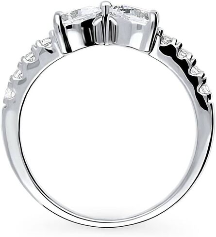 Berricle Sterling Silver Heart CZ CZ خواتم وعدها ، خاتم الزركونيا القابل للتكديس 3-Stone Cubic Zirconia in Saudi Arabia