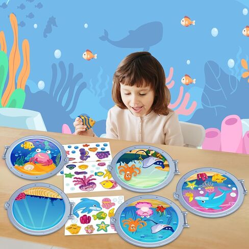 Ocean Animal Stickers Crafts for Kids - Make Your Own Under The Sea Scene Sticker Art DIY Kit for Summer Party Activities in Kuwait