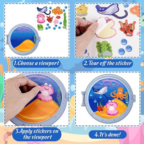 Ocean Animal Stickers Crafts for Kids - Make Your Own Under The Sea Scene Sticker Art DIY Kit for Summer Party Activities in Kuwait