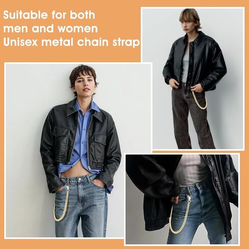 Pants Chain for Men Women, Heavy Duty Pocket Chain Metal Wallet Keychain Punk Gothic Jeans Belt Chain Trouser Chain Hip Pop Pants Chain for Women Girls Keychain Wallet Pants Boots Accessories, Silver in Kuwait