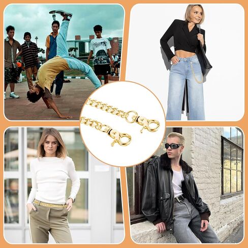 Pants Chain for Men Women, Heavy Duty Pocket Chain Metal Wallet Keychain Punk Gothic Jeans Belt Chain Trouser Chain Hip Pop Pants Chain for Women Girls Keychain Wallet Pants Boots Accessories, Silver in Kuwait