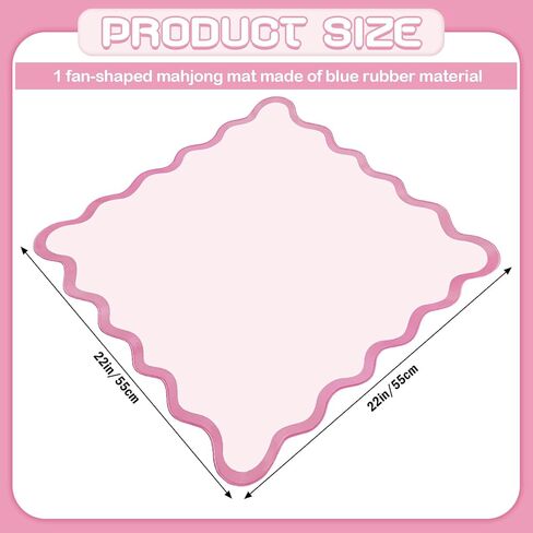 22" Mini Majiong Mat for Travel Set Cute Scalloped Small Anti Slip Noise Reduction Mahjong Accessories Gifts Domino & Tile Game Table Mat(Blue) in Kuwait