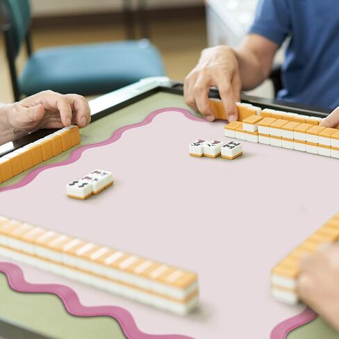 22" Mini Majiong Mat for Travel Set Cute Scalloped Small Anti Slip Noise Reduction Mahjong Accessories Gifts Domino & Tile Game Table Mat(Blue) in Kuwait