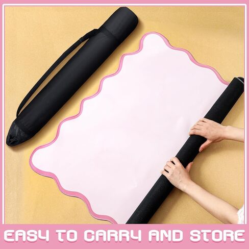 22" Mini Majiong Mat for Travel Set Cute Scalloped Small Anti Slip Noise Reduction Mahjong Accessories Gifts Domino & Tile Game Table Mat(Blue) in Kuwait