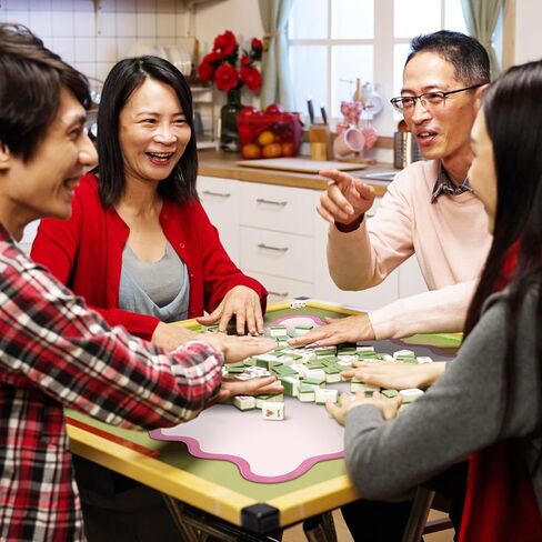 22" Mini Majiong Mat for Travel Set Cute Scalloped Small Anti Slip Noise Reduction Mahjong Accessories Gifts Domino & Tile Game Table Mat(Blue) in Kuwait