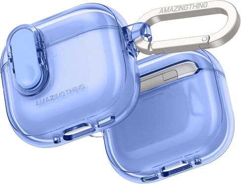 Transparent Case for AirPods 4, Anti Yellowing TPU Compatible with AirPods 4 Case Cover with Secure Switch Closure, Metal Carabiner Included, Clear Pink in Saudi Arabia