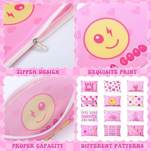Blosssound 24 Pcs Cosmetic Bags Makeup Bags Bulk Cute Portable Pouches with Zipper Travel Toiletry Organizer Purse Women's Gift Birthday Party Favors(Preppy) in Saudi Arabia