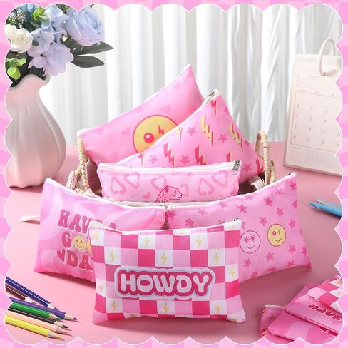 Blosssound 24 Pcs Cosmetic Bags Makeup Bags Bulk Cute Portable Pouches with Zipper Travel Toiletry Organizer Purse Women's Gift Birthday Party Favors(Preppy) in Saudi Arabia
