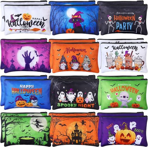 Blosssound 24 Pcs Cosmetic Bags Makeup Bags Bulk Cute Portable Pouches with Zipper Travel Toiletry Organizer Purse Women's Gift Birthday Party Favors(Preppy) in Saudi Arabia