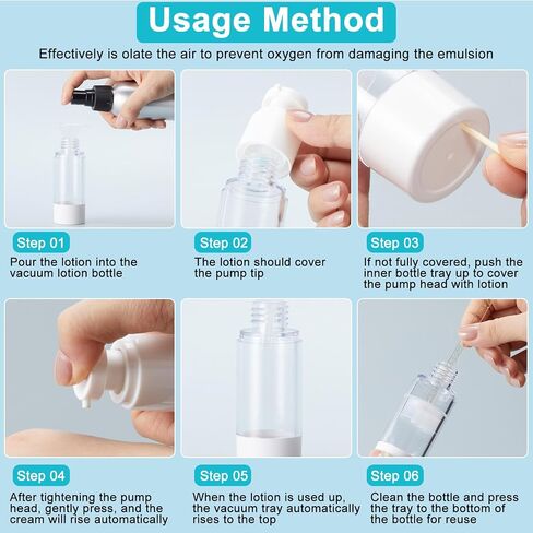 Meanplan 32 Pack Airless Pump Jars Set 3.4/1.7/1/0.34oz Refillable Travel Cosmetic Container Mini Leak Proof Atomizer Spray Bottle Skincare Dispenser for Toiletry, Cream Lotion, Foundation, Shampoo in Saudi Arabia