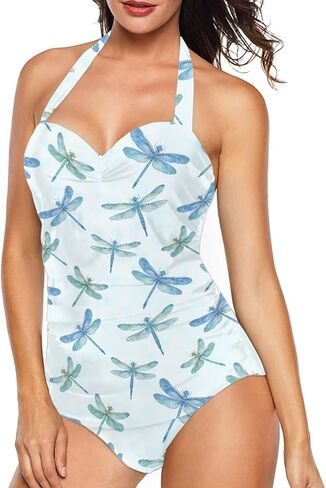 Women Tummy Control One Piece Swimsuits V Neck Push Up Bathing Suits with Supportive Cups in Saudi Arabia