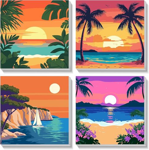 Heibago Framed Paint by Numbers Kit for Kids ، 4 Pack Flowers Paint by Numbers for Kids Vensing 8-12 ، paint by number kits childr in Kuwait