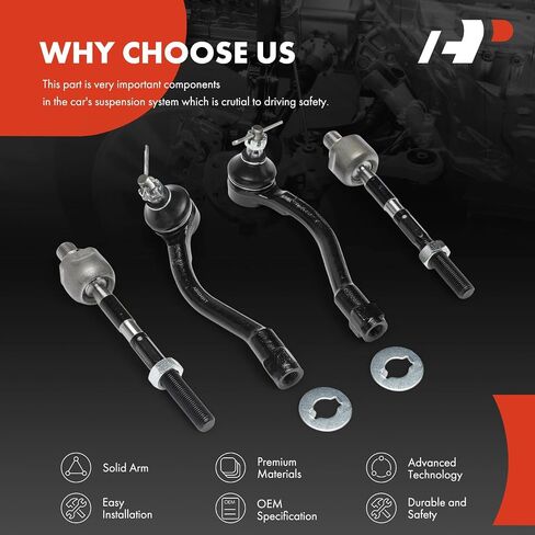 A-Premium Set of 4, Front Inner Outer Tie Rod End Kit, Compatible with Kia Rio, Rio5, 2006-2011 in Saudi Arabia