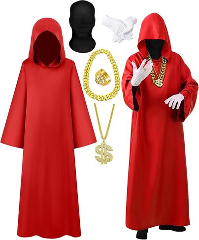 6 PCS Halloween Full Face Wizard Assume Hip Hop Rapper Associory Robe Mask Glove Chain toffit for cosplay in Saudi Arabia