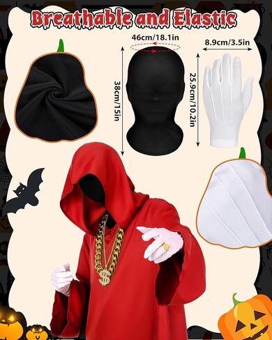 6 PCS Halloween Full Face Wizard Assume Hip Hop Rapper Associory Robe Mask Glove Chain toffit for cosplay in Saudi Arabia
