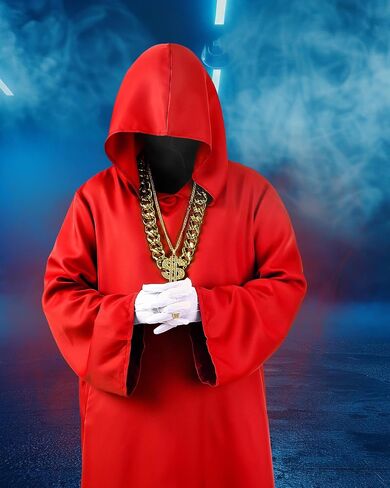 6 PCS Halloween Full Face Wizard Assume Hip Hop Rapper Associory Robe Mask Glove Chain toffit for cosplay in Saudi Arabia