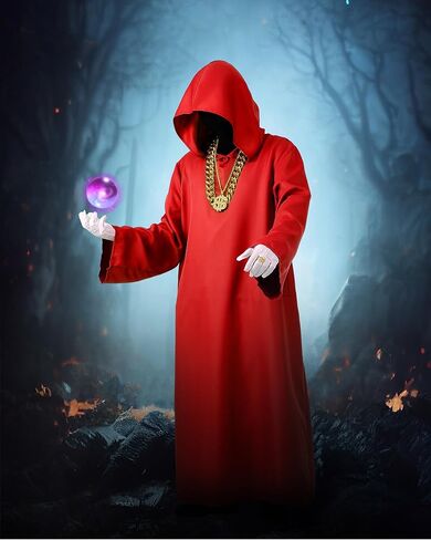 6 PCS Halloween Full Face Wizard Assume Hip Hop Rapper Associory Robe Mask Glove Chain toffit for cosplay in Saudi Arabia