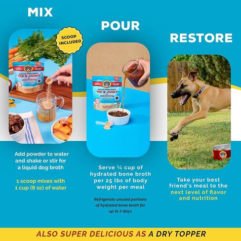 Brutus Broth Skin and Coat Meal Toppers for Dogs Mega Pack (Salmon Flavor) - Vegetable Broth Powder with Omegas 3, 6 & 9 - Dog Food Toppers for Dry Food - Makes 130oz of Liquid Bone Broth in Kuwait