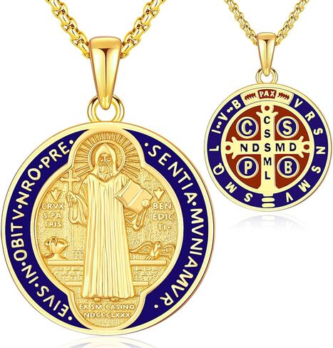 Gold St Michael/St Benedict/St Christopher/Gabriel/Pendant for Men Women ، Saint Archangel Michael Necklace Sterling Silver Form in Kuwait