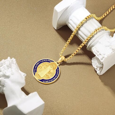 Gold St Michael/St Benedict/St Christopher/Gabriel/Pendant for Men Women ، Saint Archangel Michael Necklace Sterling Silver Form in Kuwait