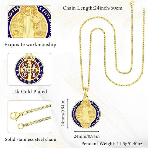 Gold St Michael/St Benedict/St Christopher/Gabriel/Pendant for Men Women ، Saint Archangel Michael Necklace Sterling Silver Form in Kuwait