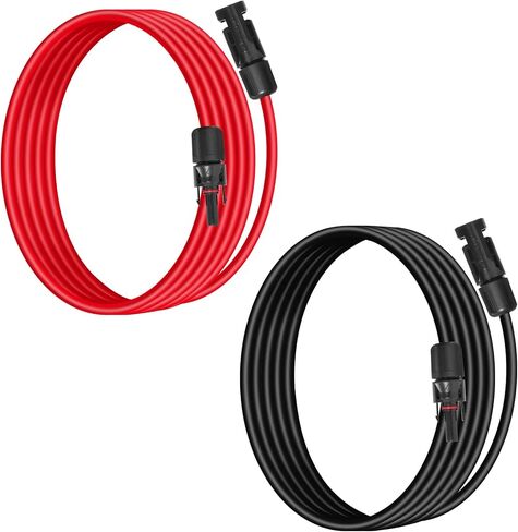 10AWG (6 مم مربع) كابل تمديد لوحة الطاقة الشمسية 4 أقدام - أسود وأحمر ، شاق ، مقاومة للطقس ، موصلات شمسية قياسية كابل الطاقة الشمسية لأنظمة الطاقة الشمسية ، RVs ، القوارب in Kuwait