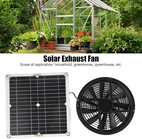 Solar Panel Fan Kit, 100W 12V 2A Solar Powered Greenhouse Fan with Solar Panel Solar Exhaust Fan Kit for Household Chicken Coop Greenhouse Shed, No Power Storage Function in Saudi Arabia