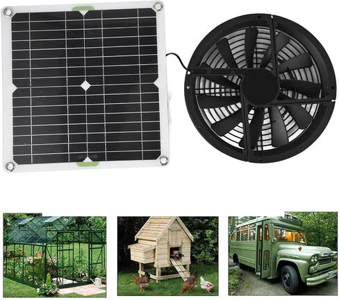 Solar Panel Fan Kit, 100W 12V 2A Solar Powered Greenhouse Fan with Solar Panel Solar Exhaust Fan Kit for Household Chicken Coop Greenhouse Shed, No Power Storage Function in Saudi Arabia