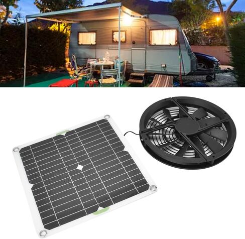 Solar Panel Fan Kit, 100W 12V 2A Solar Powered Greenhouse Fan with Solar Panel Solar Exhaust Fan Kit for Household Chicken Coop Greenhouse Shed, No Power Storage Function in Saudi Arabia