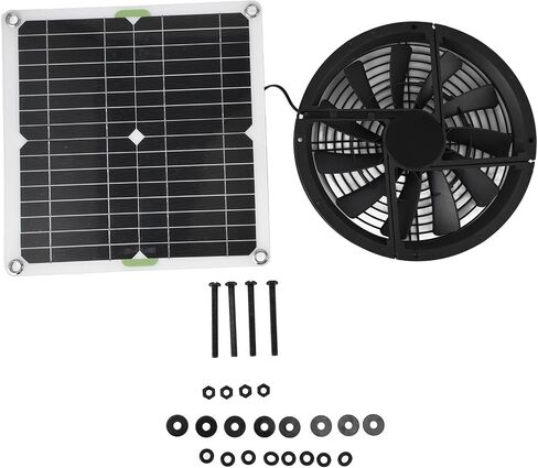 Solar Panel Fan Kit, 100W 12V 2A Solar Powered Greenhouse Fan with Solar Panel Solar Exhaust Fan Kit for Household Chicken Coop Greenhouse Shed, No Power Storage Function in Saudi Arabia