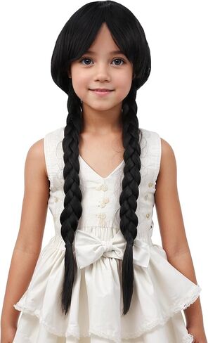Kids Ginger Braid Wig Girls Orange Wig with 2 Pigtails Child Long Auburn Braided Wigs Halloween Cosplay Wigs for Kids in Saudi Arabia