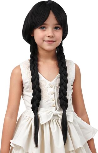 Kids Ginger Braid Wig Girls Orange Wig with 2 Pigtails Child Long Auburn Braided Wigs Halloween Cosplay Wigs for Kids in Saudi Arabia