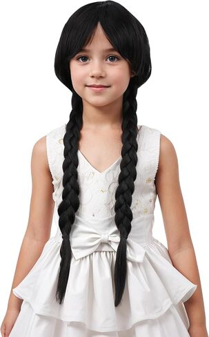 Kids Ginger Braid Wig Girls Orange Wig with 2 Pigtails Child Long Auburn Braided Wigs Halloween Cosplay Wigs for Kids in Saudi Arabia