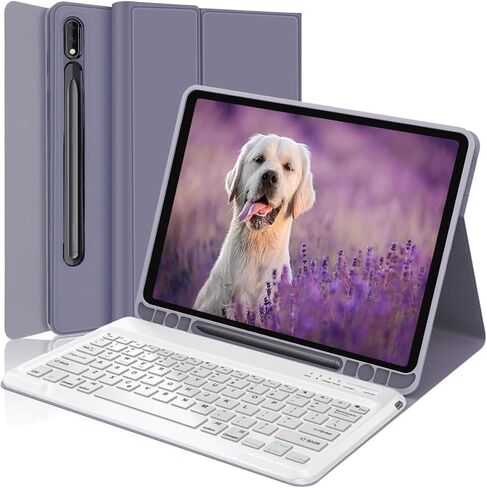 Galaxy Tab S9 Plus Case with Keyboard 12.4 Inch 2023, Magnetic Detachable Bluetooth Keyboard, Smart Folio Cover with S Pen Holder for Samsung Galaxy Tab S7 FE/S8 Plus Keyboard Case, Rechargeable in Saudi Arabia
