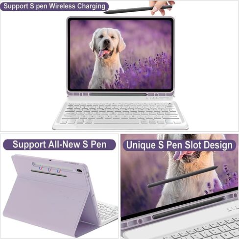 Galaxy Tab S9 Plus Case with Keyboard 12.4 Inch 2023, Magnetic Detachable Bluetooth Keyboard, Smart Folio Cover with S Pen Holder for Samsung Galaxy Tab S7 FE/S8 Plus Keyboard Case, Rechargeable in Saudi Arabia