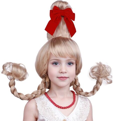Kids Ginger Braid Wig Girls Orange Wig with 2 Pigtails Child Long Auburn Braided Wigs Halloween Cosplay Wigs for Kids in Saudi Arabia