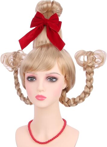 Kids Ginger Braid Wig Girls Orange Wig with 2 Pigtails Child Long Auburn Braided Wigs Halloween Cosplay Wigs for Kids in Saudi Arabia