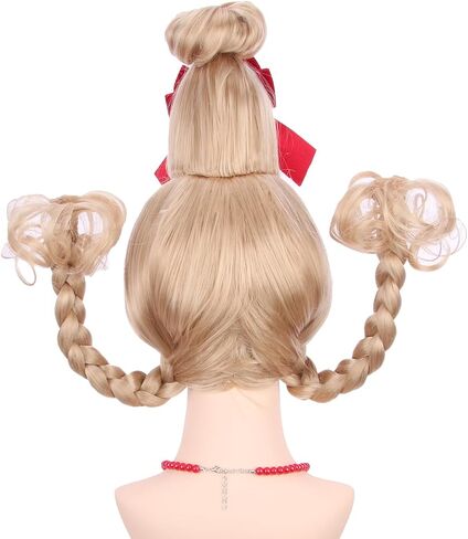 Kids Ginger Braid Wig Girls Orange Wig with 2 Pigtails Child Long Auburn Braided Wigs Halloween Cosplay Wigs for Kids in Saudi Arabia