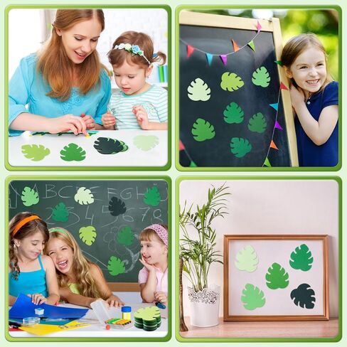 MixTeach 200 Pcs Paper Leaf Cutouts Assorted Green Color Leaf Cut Outs 4 Inch Paper Leaves Shapes Die Cut Spring Summer Classroom Decor for Bulletin Board DIY Craft Project Party Wall Decoration in Saudi Arabia