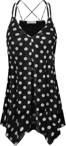 Womens Casual Spaghetti Strap Tank Tops Floral Print Asymmetric Hem Camisoles in Kuwait