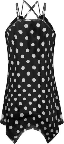 Womens Casual Spaghetti Strap Tank Tops Floral Print Asymmetric Hem Camisoles in Kuwait