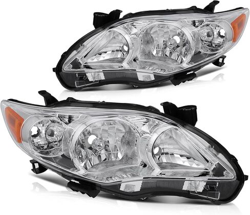 تجميع مجموعة مصابيح Findauto الأمامية مع Toyota Corolla 2011-2013 برنامج تشغيل بديل+جانب الركاب على جانب العاكس العنبر العاكس Clear Clear in Saudi Arabia